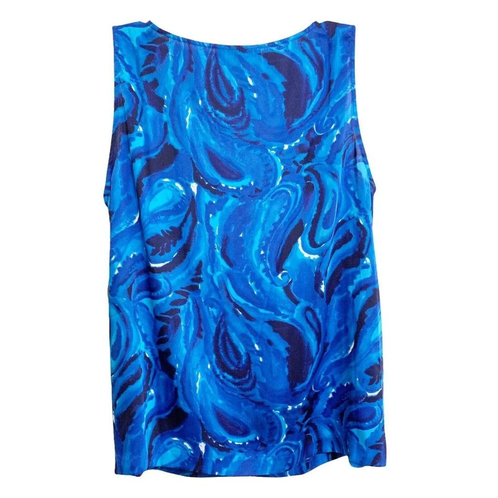 Michael Michael Kors Blue Paisley Print Beaded Sleeveless Scoop Neck Top - Picture 3 of 8